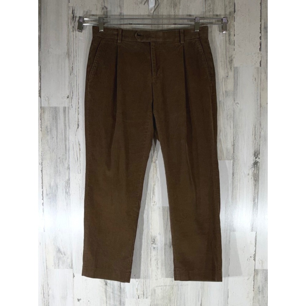 Tommy Hilfiger Pleated Corduroy Pants 33x30 (fits 32x28) Brown Cotton Preppy